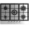 Top view of Culina UBGHDFFJ70.1 70cm stainless steel gas hob with cast iron pan stands and front rotary controls