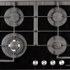 Top view of NordMende HGX603BGL gas hob with Plus X burner layout