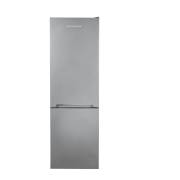 Closed front view of the Nordmende RFF335SL fridge freezer in silver