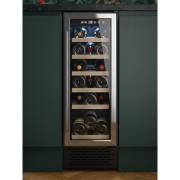 Front view of Culina UBSSWC30 30cm freestanding wine cooler with LED display and wooden shelves