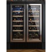 Front view of Culina UBSSWC60DD 60cm dual-zone wine cooler with twin doors and LED display