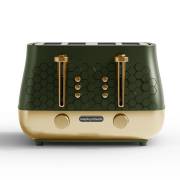 Front view of Morphy Richards Cassini 4-slice toaster in Olivine Green