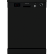 Front view of NordMende DW67BL 60cm dishwasher in black