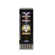 Front view of NordMende WC17IX 30cm dual zone wine cooler with stainless steel trim