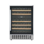 Front view of NordMende WC46IX dual zone wine cooler with stainless steel trim