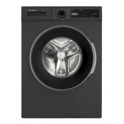 Front view of NordMende WMT1481DIX 8kg washing machine in dark inox