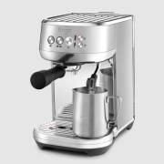 Front view of Sage Bambino Plus espresso machine in stainless steel finish