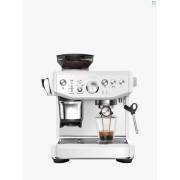 Front view of Sage Barista Express Impress espresso machine in Sea Salt finish
