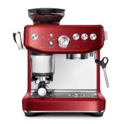 Front view of Sage Barista Express Impress in Red Velvet Cake finish