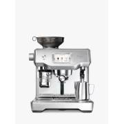 Front view of Sage Oracle Touch espresso machine in brushed stainless steel