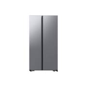 Front view of Samsung RS57DG400EM9EU 91cm American fridge freezer in silver finish