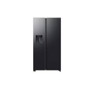 Front view of Samsung RS70F64KEFEU 91cm American fridge freezer in black finish