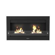 Henley Oslo Black Bioethanol Wall Fireplace with dual burners