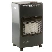 Lifestyle Superser-style gas heater in grey cabinet with castors and regulator