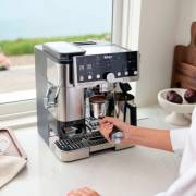 Ninja ES701UK Luxe Café Pro espresso machine on kitchen counter in black and stainless steel