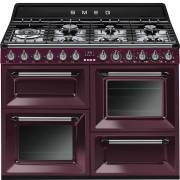 Smeg TR4110RW1 - 110cm Victoria Aesthetic Dual Fuel Range Cooker - Red Wine