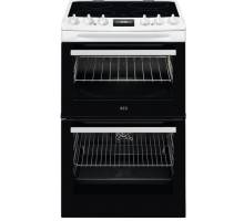 AEG CCX1530ACW electric cooker front view in white with ceramic hob