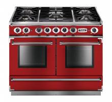 Falcon FCON1092DFRDNM-EU - 1092 Continental Dual Fuel Cherry Red Nickel Range Cooker 87160