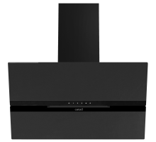 Front view of Culina CATAGM90MB 90cm angled cooker hood with matt black glass and hidden controls