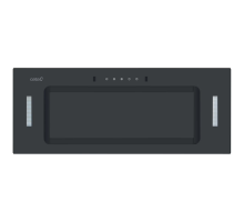 Front view of Culina CATICON75BK 75cm black glass canopy cooker hood with touch and gesture controls