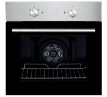 Front view of Culina CUL57MMSS.1 Single Fan Oven with black glass door and rotary controls