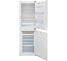 Front view of Culina FFBIS5050E integrated fridge freezer with 50/50 split and internal glass shelving
