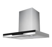Front view of Culina ICONBOX70.1 70cm box-style cooker hood in stainless steel and black glass