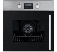 Front view of Culina SWING60SS built-in side-opening oven with black glass and stainless steel finish