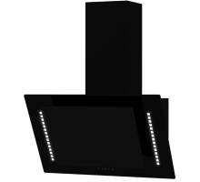 Front view of Culina UBARUNW6 60cm angled black glass cooker hood with ambient lighting