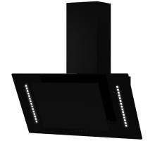 Front view of Culina UBARUNW7 70cm angled black glass cooker hood with ambient lighting