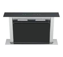 Front view of Culina UBDDGS60ABK1 60cm downdraft extractor with black glass and stainless steel finish