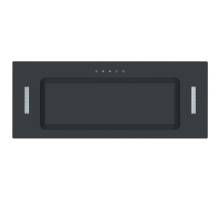 Front view of Culina UBICON75BK.1 75cm black glass canopy cooker hood with touch controls and LED lighting