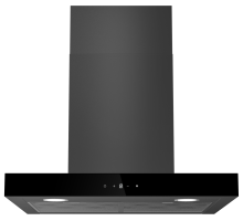 Front view of Culina UBSBOX60BK 60cm black box cooker hood with touch controls and glass panel