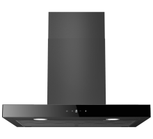 Front view of Culina UBSBOX70BK 70cm black box cooker hood with touch controls and glass panel
