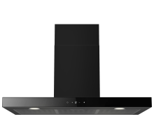 Front view of Culina UBSBOX90BK 90cm black box cooker hood with glass touch panel and LED lights