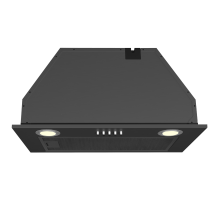 Front view of Culina UBSCAN52BK 52cm black canopy cooker hood with chrome push button controls