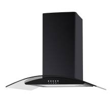 Front view of Culina UBSCG60BK 60cm black curved glass cooker hood with push button controls