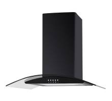 Front view of Culina UBSCG70BK 70cm black curved glass cooker hood with push button controls