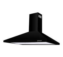 Front view of Culina UBSCH100BK 100cm black chimney cooker hood with push button controls