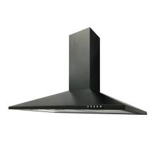 Front view of Culina UBSCH90BK.1 90cm black chimney cooker hood with push button controls