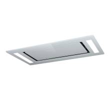 Front view of Culina UBSDCH901W 90cm white glass ceiling cooker hood with LED strips