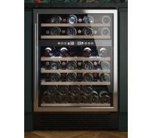Front view of Culina UBSSWC60 60cm freestanding wine cooler with stainless steel finish and wooden shelves