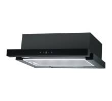 Front view of Culina UBSTH60BK.1 60cm telescopic cooker hood in stainless steel with rocker controls