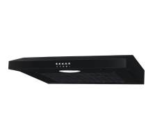 Front view of Culina UBSVH60BK 60cm visor cooker hood in black with push button controls