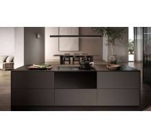 Front view of Elica Lhov 3-in-1 built-in hob, oven and extractor in black glass
