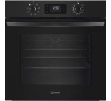 Front view of Indesit IO253BUK built-in single oven in black finish
