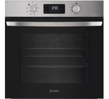 Front view of Indesit IO253XUK built-in single oven in stainless steel finish