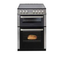 Front view of NordMende CDEC61IX 60cm double electric cooker in stainless steel