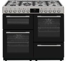 Front view of NordMende CSG100IX 100cm range cooker with gas hob and dual oven