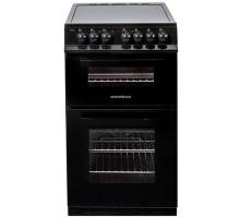 Front view of NordMende CTEC51BK freestanding electric cooker in black